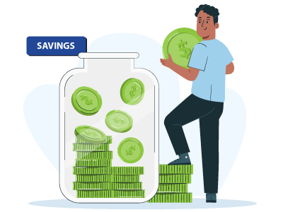 A Guy Is Adding Money on the Jar and Saving the Money