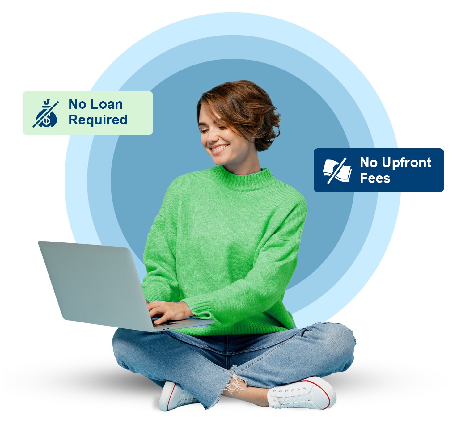 Use Credit Vision For Becoming Debt Free A young smiling women using the laptop